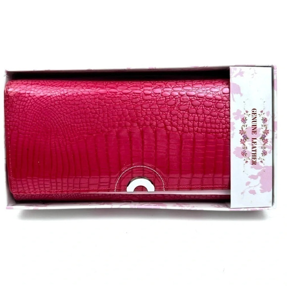 New Genuine Leather Large Wallet Crocodile gift box - Picture 4 of 12